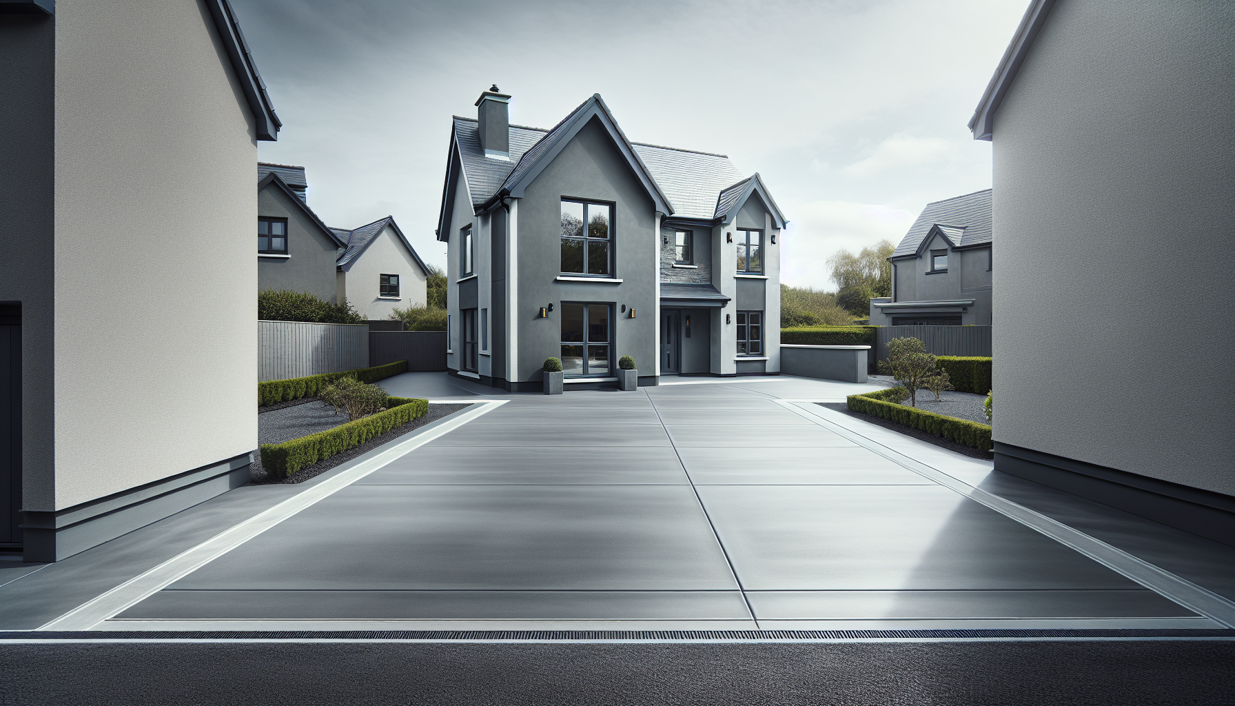 New concrete driveway after