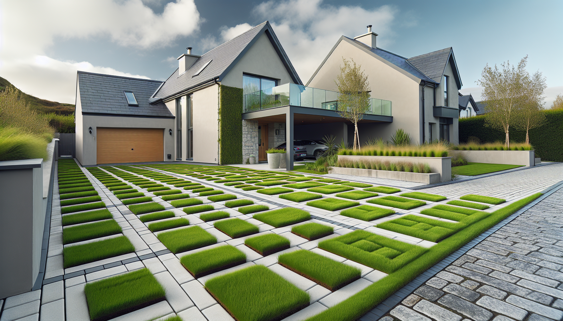 Grass grid eco pavers after