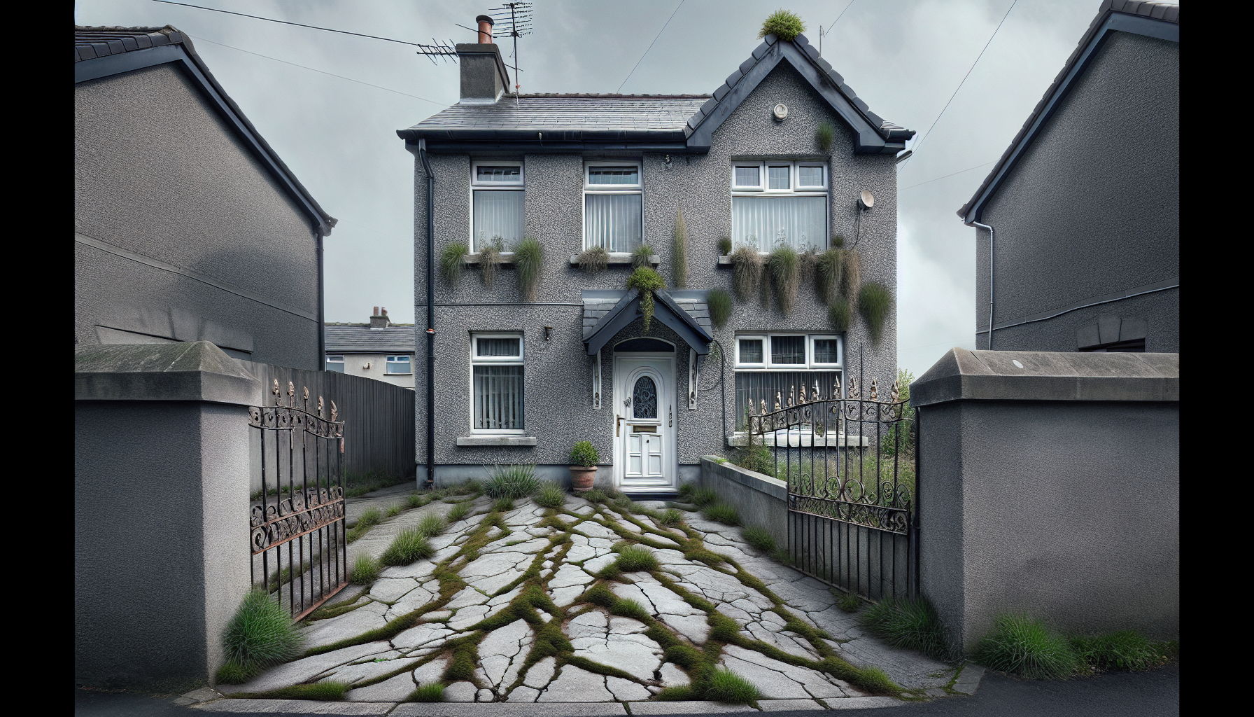 Old cracked driveway before