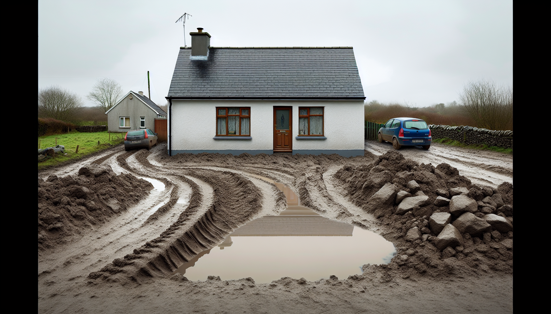 Muddy entrance before
